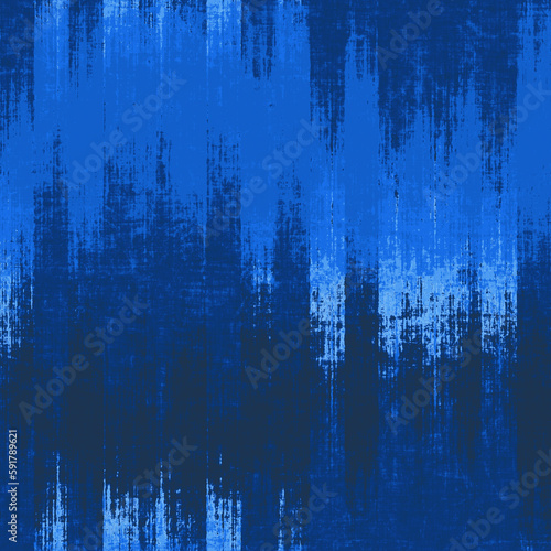 Tonal Blue Watercolor-Dyed Effect Textured Degrade Striped Pattern