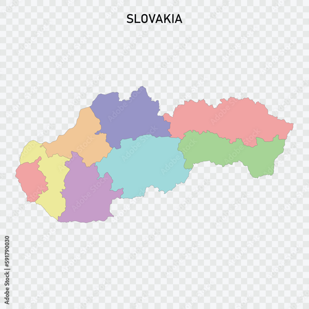 Isolated colored map of Slovakia