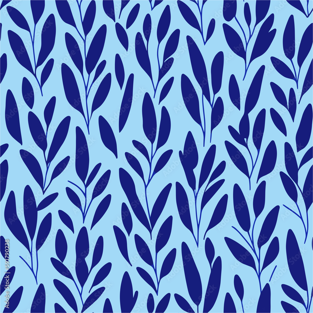 seamless pattern with blue leaves seamless pattern with blue leaves