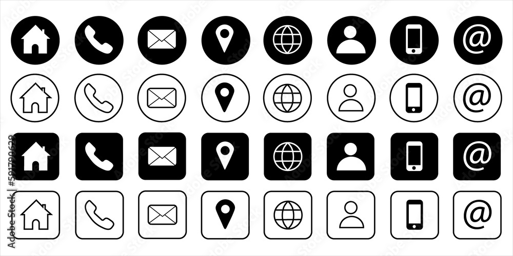 Contact information icons. Symbol for your website design, logo, app, UI. Vector illustration, EPS10