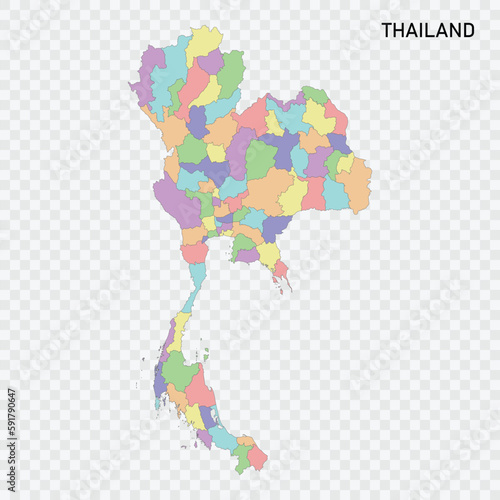 Isolated colored map of Thailand