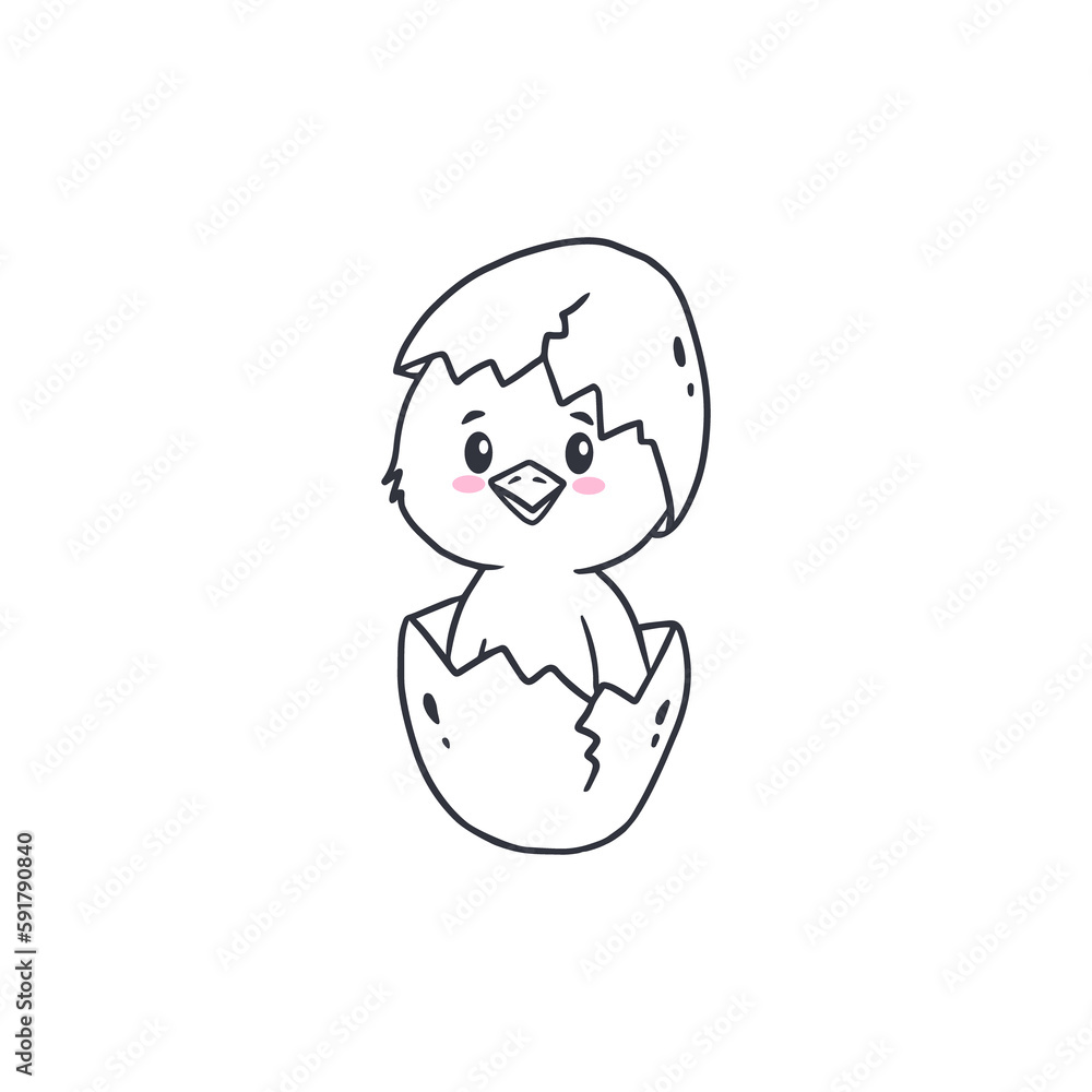 chick hatched from an egg.Easter chick.Doodle. chick hatched from an egg.Easter chick.Doodle.