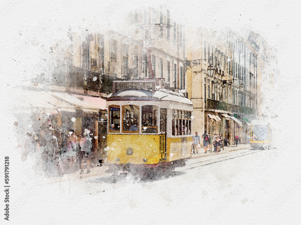 pictorial courtyards of portugal artwork in painting style