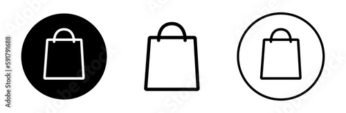 Vector illustration set of paper shopping or grocery bags. Bags line icons.