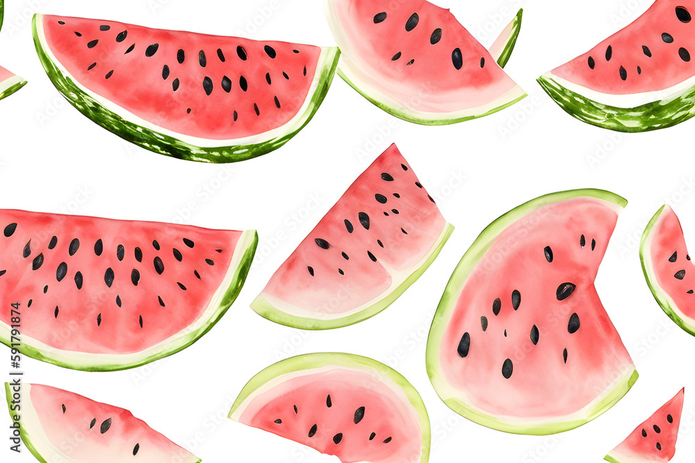 ai-generated illustration of watermelon done in watercolor style ai-generated illustration of watermelon done in watercolor style