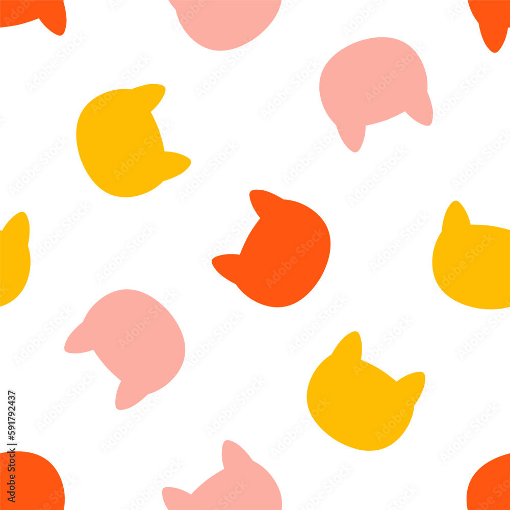 Seamless pattern with colorful cat head shape