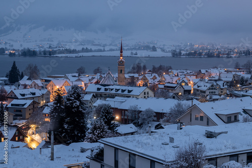 Atmospheric little town in Switzerland (Oberageri)