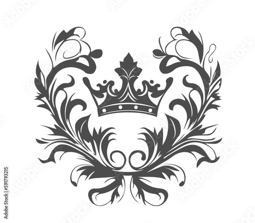 Crown with floral ornament vector illustration