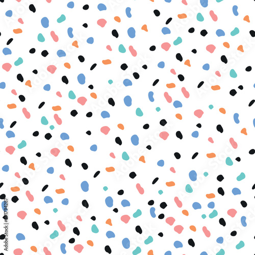 Color Polka Dot. Abstract Vector Art. Seamless Vintage Drop. Small Pattern Cool Summer. Black Random Spot Confetti. Seamless Eps Dot Sparkle. Rainbow Happy Background. Blue Christmas Random