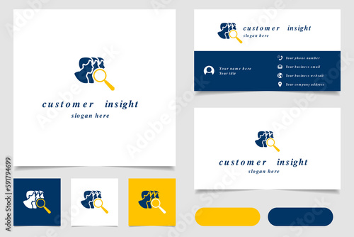 Customer insight logo design with editable slogan. Branding book and business card template.