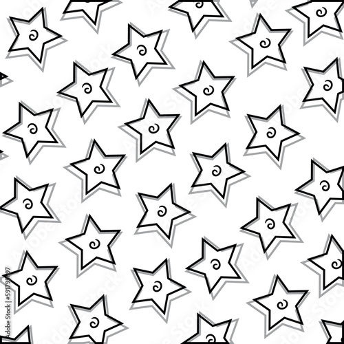 The image has a lot of stars with spirals inside. Objects have a light volume due to the addition of a shadow.