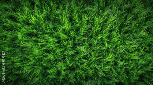 Green grass background, top view. Generative AI