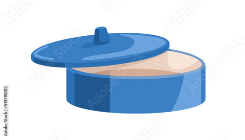 Casserole dish, ceramic baking pan. Bakery culinary utensil, bakeware with lid, cover. Roasting cooking ware, supplies for oven. Flat cartoon vector illustration isolated on white background