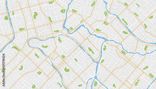 Detailed vector map poster of city, GPS tracking map. Street roads and location, vector background. Garish vector illustration of roadmap. Fragments of town.