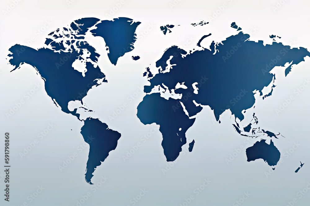 navy blue world map, Generative AI navy blue world map, Generative AI
