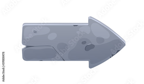 Stone arrow, game button, key design for ui. Old rough metal gui element for ...