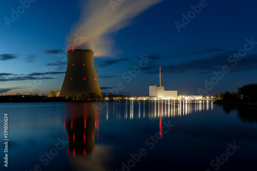 Kernkraftwerk Isar bei Landshut am Abend photo