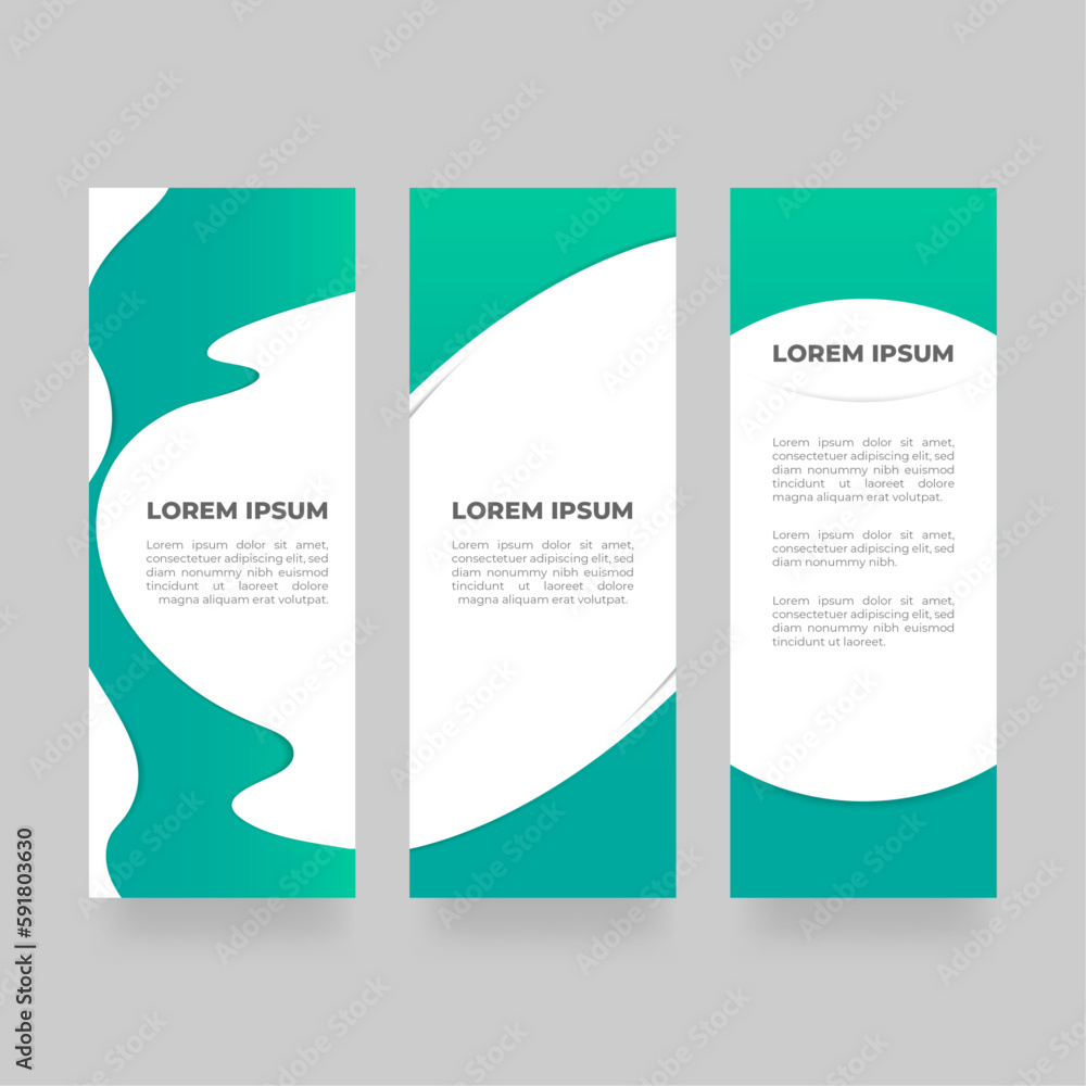 Green abstract contemporary vertical banner set