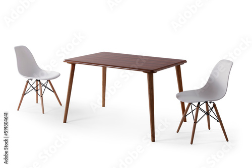 dining table and chairs isolated on white background 