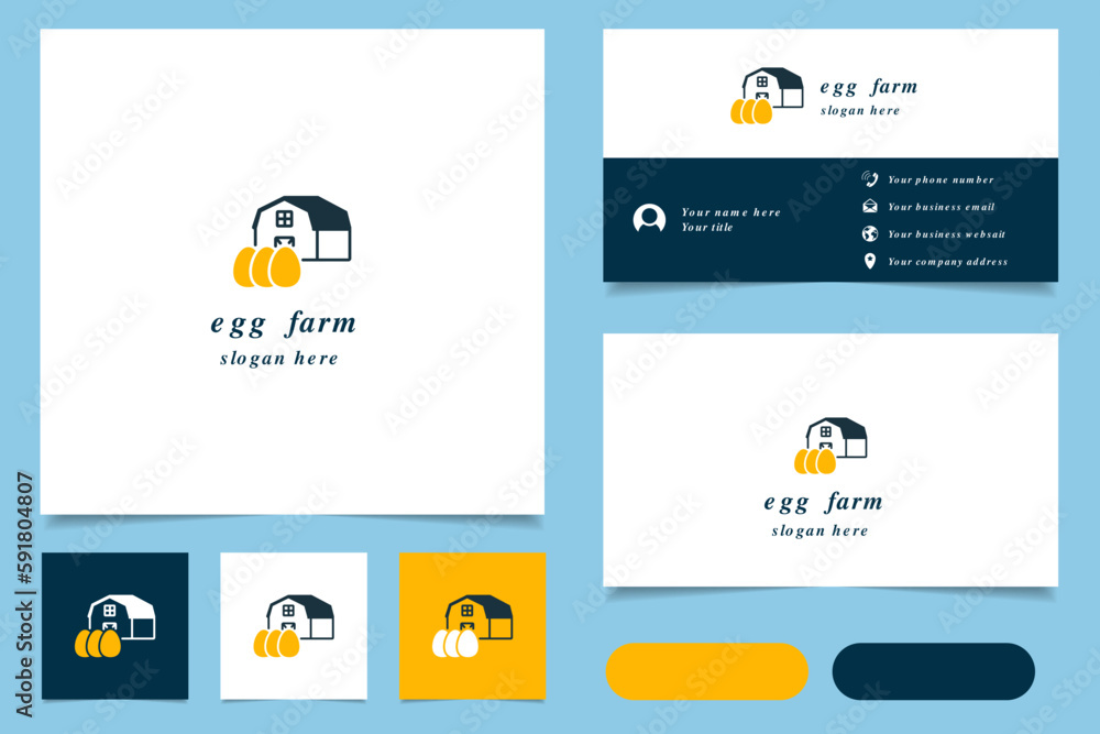Egg farm logo design with editable slogan. Branding book and business card template.