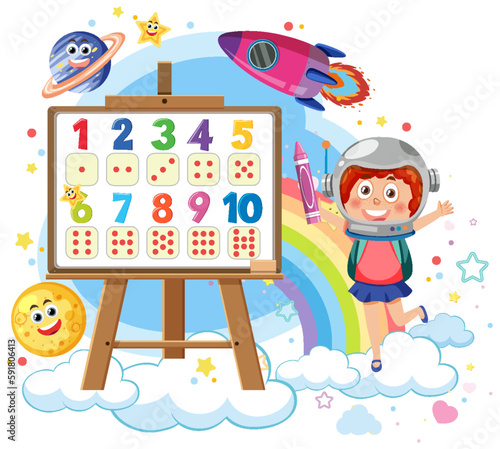 Girl with Number and Dice