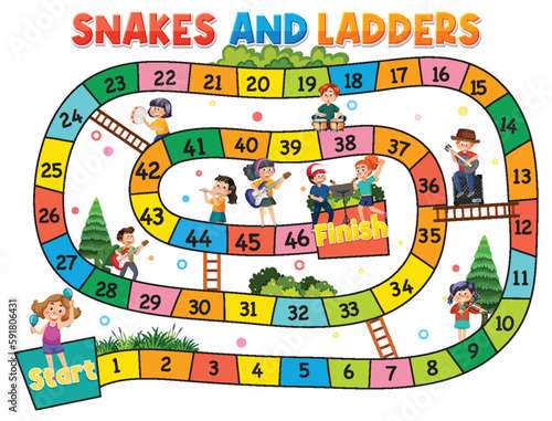 Snakes and ladders board game template