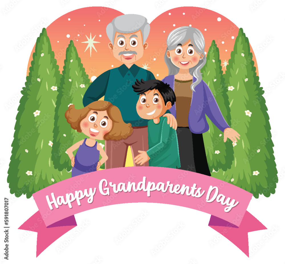 Naklejka premium Happy grandparent day banner