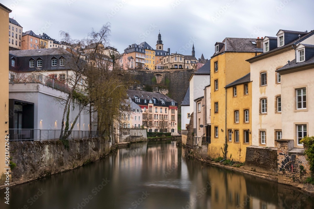 Grund town view in Luxembourg city centre 