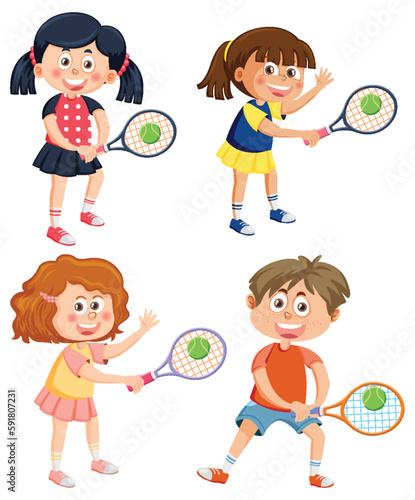 Active Kids Playing Tennis Collection