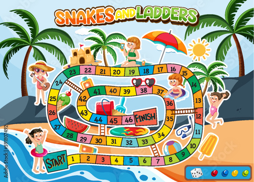Snakes and ladders board game template
