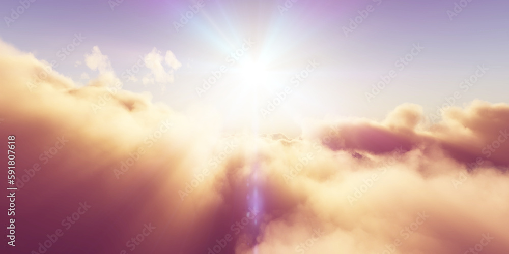 Fototapeta premium above clouds fly sunset sun ray