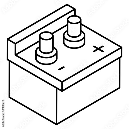 A flat design icon of car battery