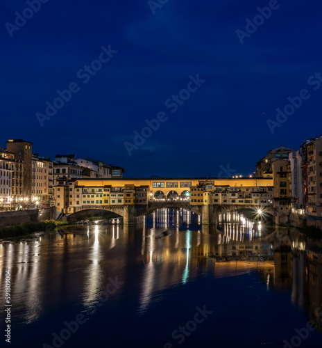 Ponte Vecchio in Florence, Italy during blue hour