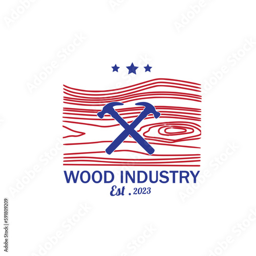 logo wood industry vector illustration