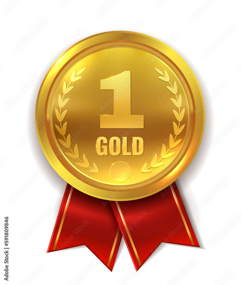 Golden winner badge. Competition trophy. Best quality award Golden winner badge. Competition trophy. Best quality award