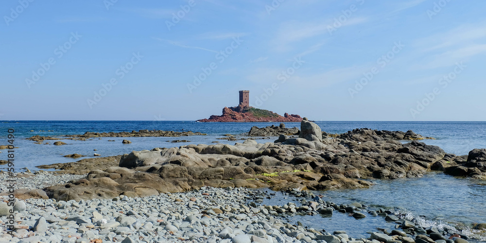 Obraz premium Cap Dramont, Île d'Or, Plage du Débarquement - Cote d'Azur in Frankreich 