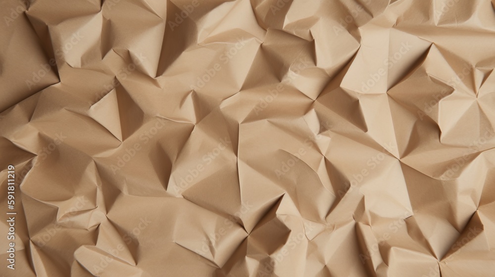 Crumpled brown paper background. Texture of crumpled paper.Generative Ai