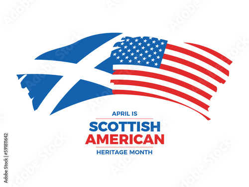 April is Scottish American Heritage Month vector illustration. Scottish and American grunge flag icon vector isolated on a white background. Paintbrush flag of Scotland design element