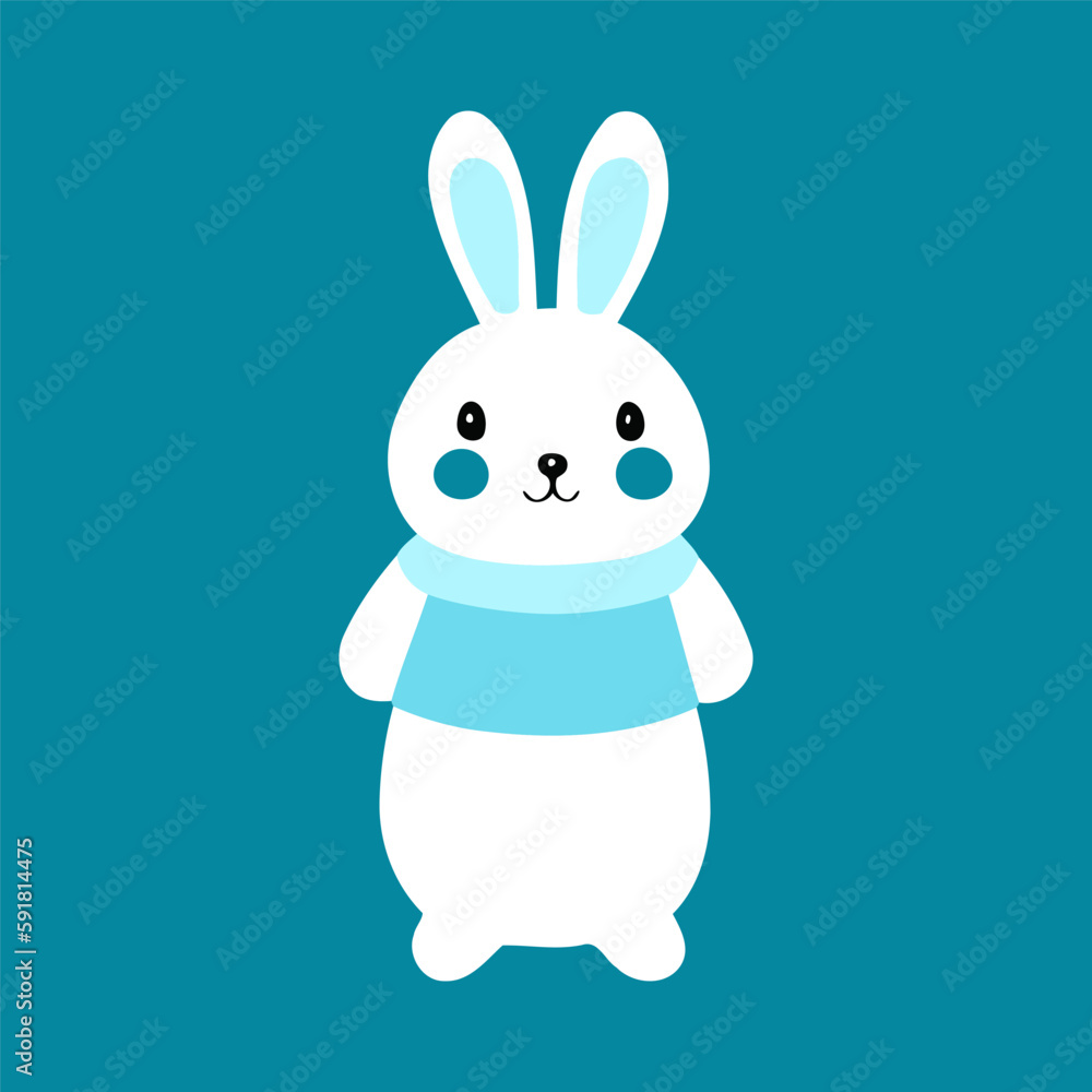 Cute kawaii rabbit character illustration, vector sticker with pastel color background. Cute kawaii rabbit character illustration, vector sticker with pastel color background.