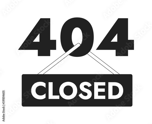Temporary closed for maintenance vector bw empty state illustration. Editable 404 not found page for UX, UI design. isolated flat monochromatic character on white. Error flash message for website, app
