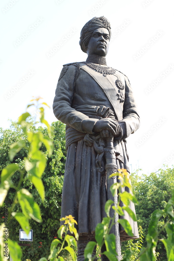 The statue of the late Maharaja Jai Singh, located at Moti Dungari in