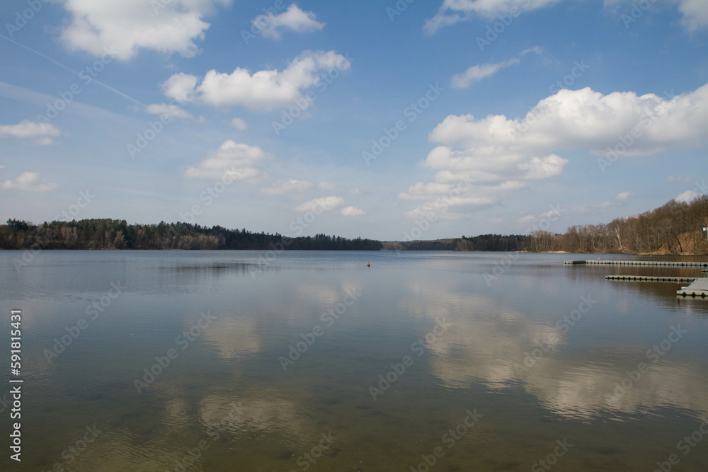 Lake Lipie in the village of Dlugie, Lubuskie region, Poland