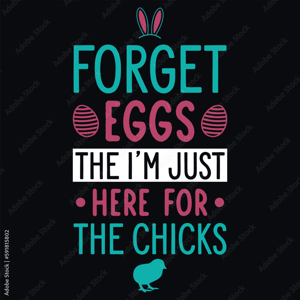 Easter day eggs hunter bunny typography tshirt design 
