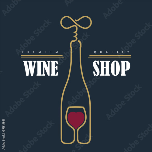 Wine shop poster, banner template. Vector illustration