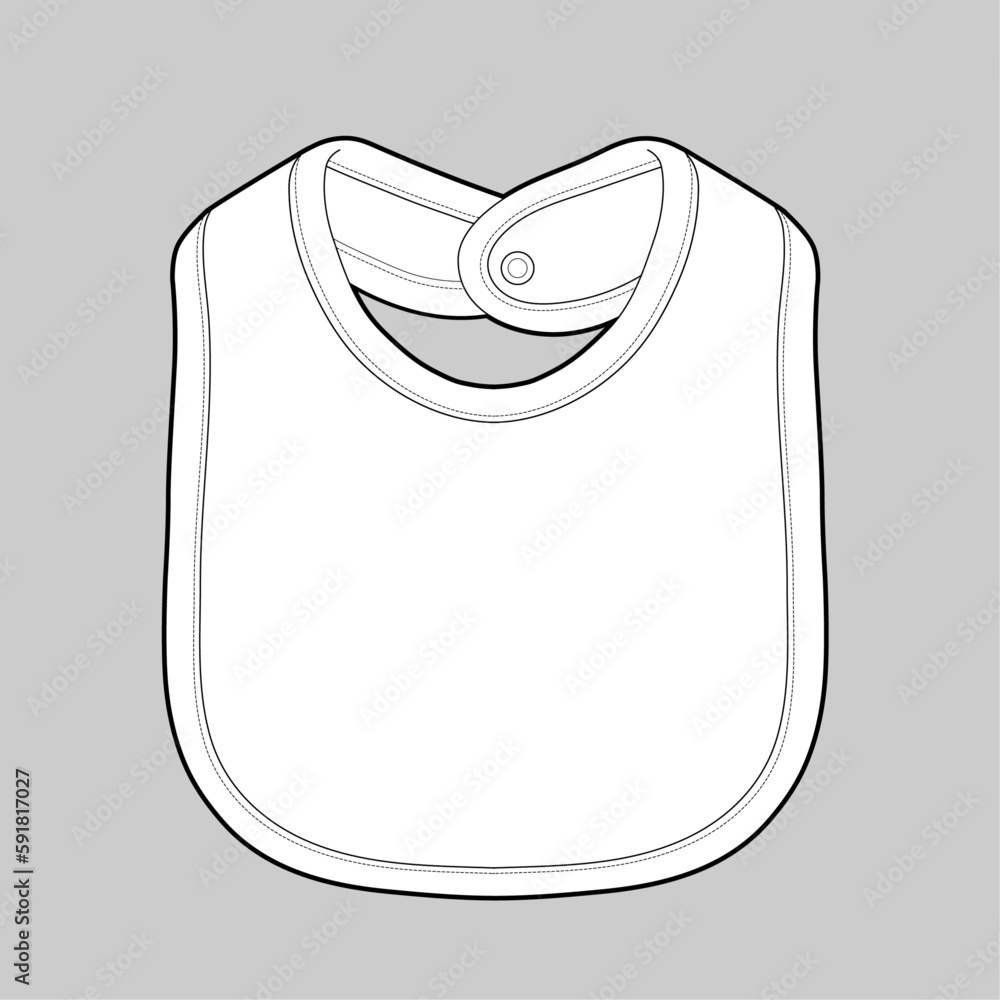 Fototapeta premium Baby bib, CAD, fashion flat template. Fashion technical illustration for garment production unit.