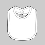 Baby bib, CAD, fashion flat template. Fashion technical illustration for garment production unit.