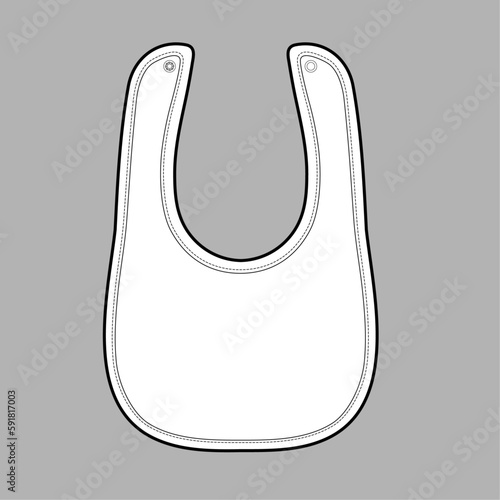 Baby bib, CAD, fashion flat template. Fashion technical illustration for garment production unit.