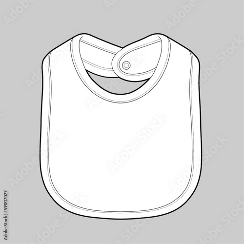 Baby bib, CAD, fashion flat template. Fashion technical illustration for garment production unit.