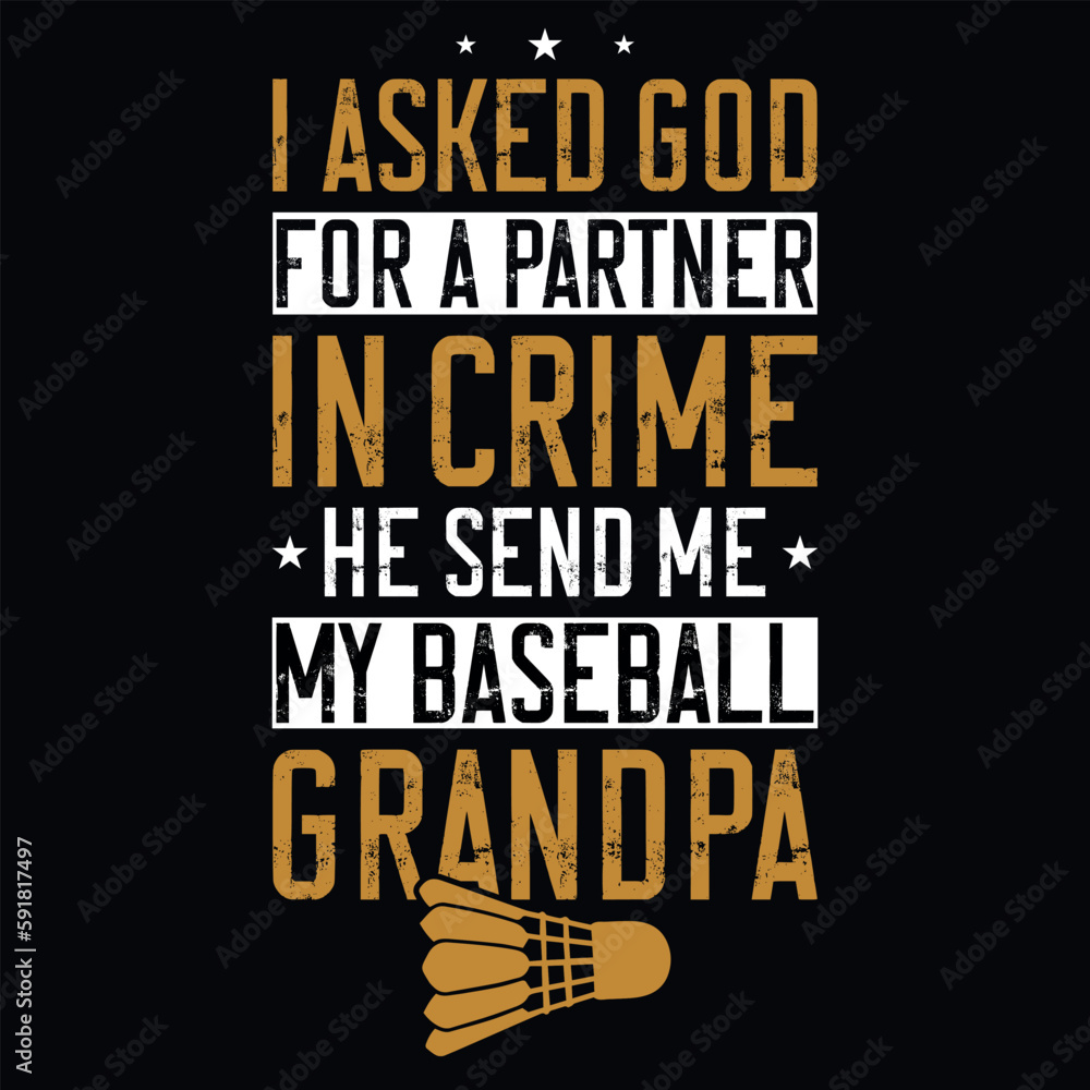 Baseball playing grandpa typography tshirt design 
