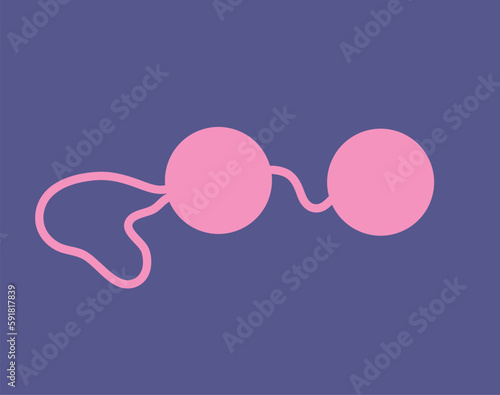 Concept Sex toys bdsm supplements. This flat conceptual illustration features a vector pink sex toy, on a clean purple background. Vector illustration.